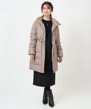 F1VAD50350 MK MICHEL KLEIN(小さいサイズ)(メゾン ドゥ サンク) 【小さいサイズ】ベーシックタフタ ロングダウンコート/撥水加工 モカ