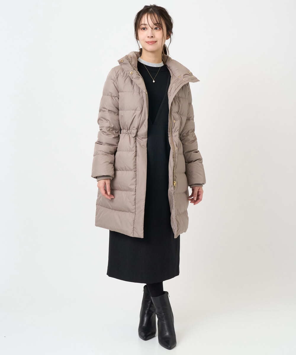 F1VAD50350 MK MICHEL KLEIN(小さいサイズ)(メゾン ドゥ サンク) 【小さいサイズ】ベーシックタフタ ロングダウンコート/撥水加工 モカ