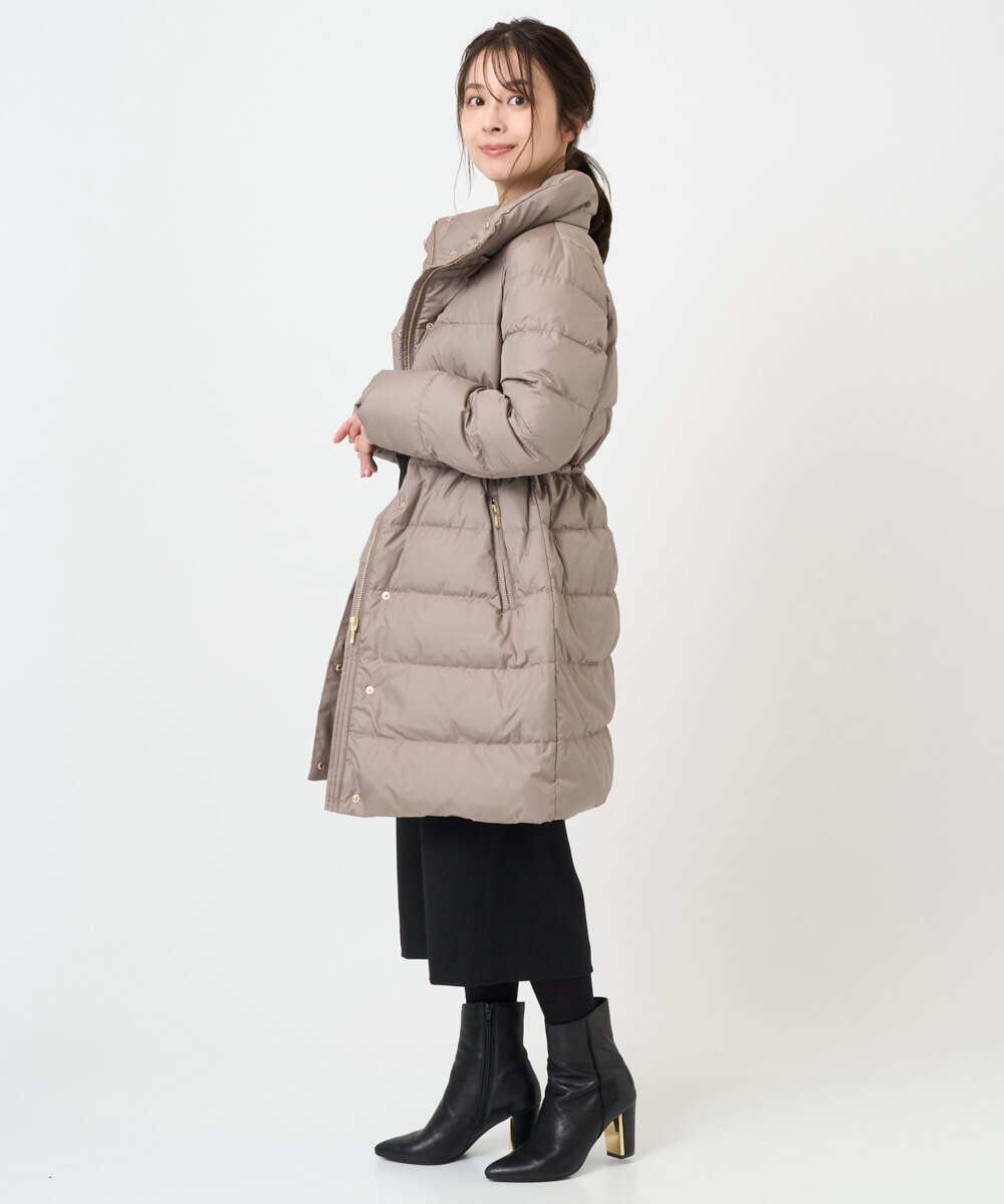 F1VAD50350 MK MICHEL KLEIN(小さいサイズ)(メゾン ドゥ サンク) 【小さいサイズ】ベーシックタフタ ロングダウンコート/撥水加工 モカ