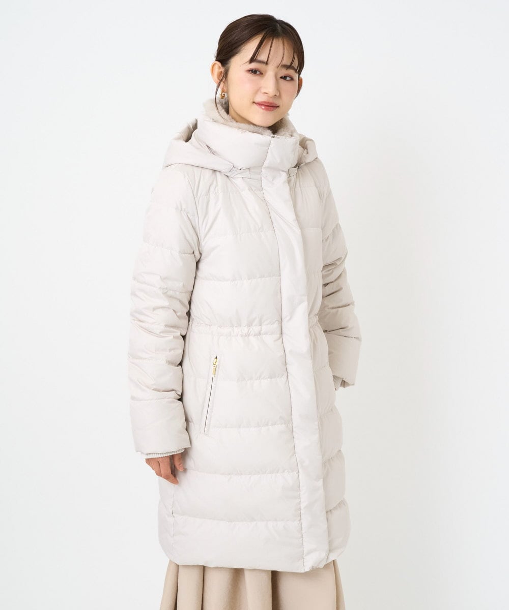 F1VAD50350 MK MICHEL KLEIN(小さいサイズ)(メゾン ドゥ サンク) 【小さいサイズ】ベーシックタフタ ロングダウンコート/撥水加工 モカ