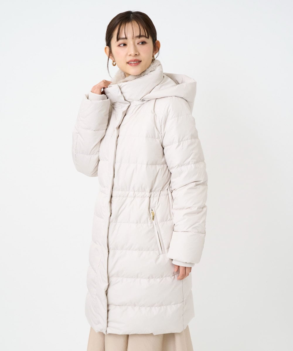 F1VAD50350 MK MICHEL KLEIN(小さいサイズ)(メゾン ドゥ サンク) 【小さいサイズ】ベーシックタフタ ロングダウンコート/撥水加工 モカ