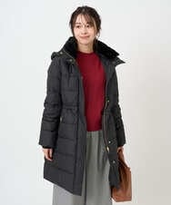 F1VAD50350 MK MICHEL KLEIN(小さいサイズ)(メゾン ドゥ サンク) 【小さいサイズ】ベーシックタフタ ロングダウンコート/撥水加工 ブラック