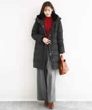 F1VAD50350 MK MICHEL KLEIN(小さいサイズ)(メゾン ドゥ サンク) 【小さいサイズ】ベーシックタフタ ロングダウンコート/撥水加工 モカ