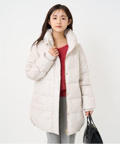 F1VAD52310 MK MICHEL KLEIN(小さいサイズ) 【小さいサイズ】ベーシックタフタ ミドルダウンコート/撥水加工