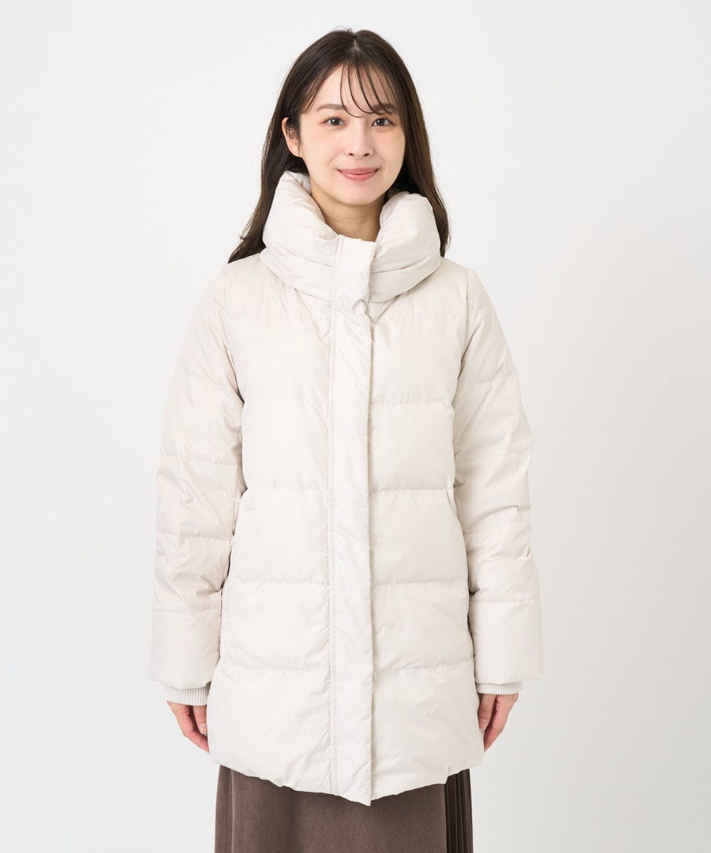 F1VAD52310 MK MICHEL KLEIN(小さいサイズ)(メゾン ドゥ サンク) 【小さいサイズ】ベーシックタフタ ミドルダウンコート/撥水加工 アイボリー