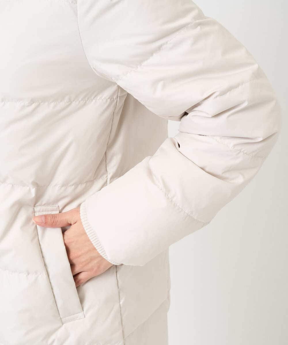 F1VAD52310 MK MICHEL KLEIN(小さいサイズ)(メゾン ドゥ サンク) 【小さいサイズ】ベーシックタフタ ミドルダウンコート/撥水加工 アイボリー