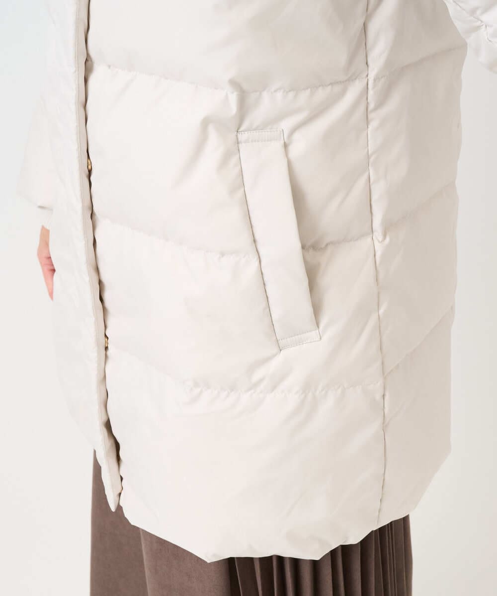 F1VAD52310 MK MICHEL KLEIN(小さいサイズ)(メゾン ドゥ サンク) 【小さいサイズ】ベーシックタフタ ミドルダウンコート/撥水加工 アイボリー