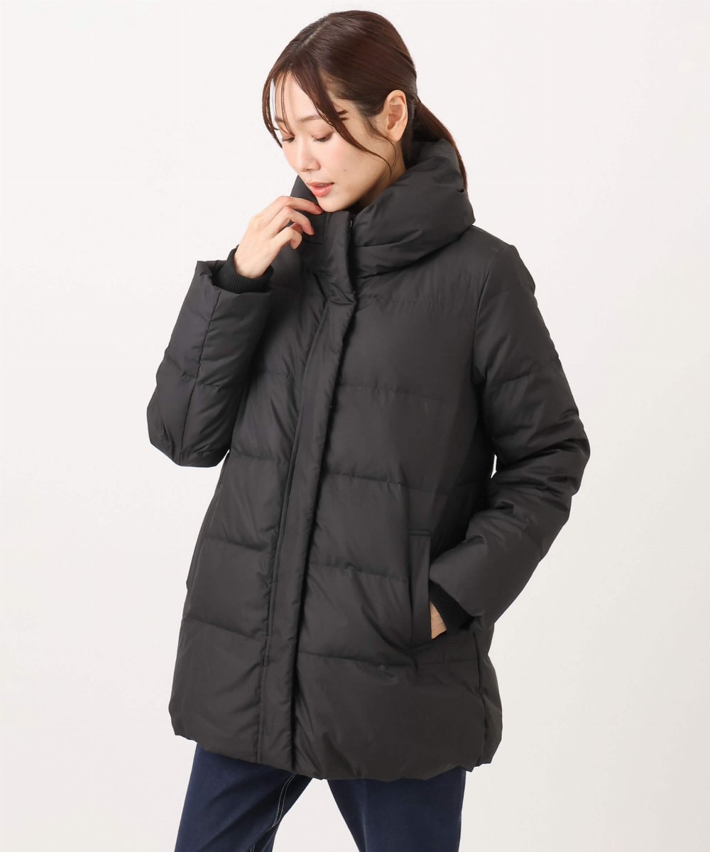 F1VAD52310 MK MICHEL KLEIN(小さいサイズ)(メゾン ドゥ サンク) 【小さいサイズ】ベーシックタフタ ミドルダウンコート/撥水加工 アイボリー