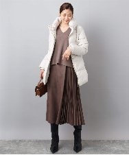 F1VAD52310 MK MICHEL KLEIN(小さいサイズ)(メゾン ドゥ サンク) 【小さいサイズ】ベーシックタフタ ミドルダウンコート/撥水加工 アイボリー