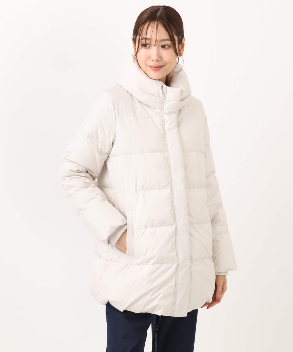 F1VAD52310 MK MICHEL KLEIN(小さいサイズ)(メゾン ドゥ サンク) 【小さいサイズ】ベーシックタフタ ミドルダウンコート/撥水加工 アイボリー