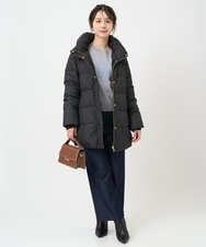 F1VAD52310 MK MICHEL KLEIN(小さいサイズ)(メゾン ドゥ サンク) 【小さいサイズ】ベーシックタフタ ミドルダウンコート/撥水加工 アイボリー