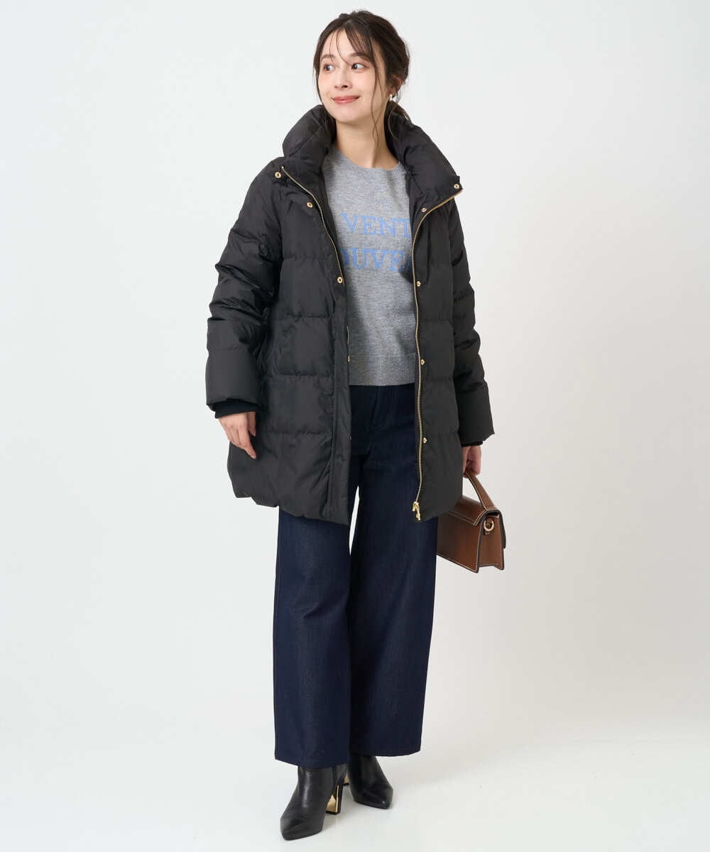 F1VAD52310 MK MICHEL KLEIN(小さいサイズ)(メゾン ドゥ サンク) 【小さいサイズ】ベーシックタフタ ミドルダウンコート/撥水加工 アイボリー