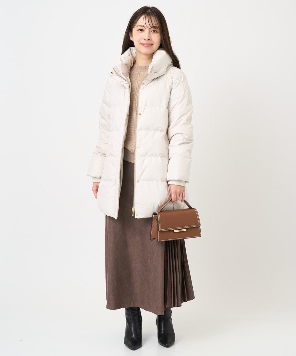 F1VAD52310 MK MICHEL KLEIN(小さいサイズ)(メゾン ドゥ サンク) 【小さいサイズ】ベーシックタフタ ミドルダウンコート/撥水加工 アイボリー