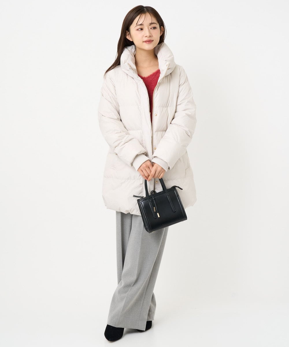 F1VAD52310 MK MICHEL KLEIN(小さいサイズ)(メゾン ドゥ サンク) 【小さいサイズ】ベーシックタフタ ミドルダウンコート/撥水加工 アイボリー