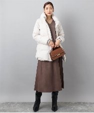 F1VAD52310 MK MICHEL KLEIN(小さいサイズ)(メゾン ドゥ サンク) 【小さいサイズ】ベーシックタフタ ミドルダウンコート/撥水加工 アイボリー