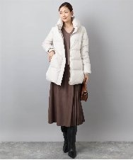 F1VAD52310 MK MICHEL KLEIN(小さいサイズ)(メゾン ドゥ サンク) 【小さいサイズ】ベーシックタフタ ミドルダウンコート/撥水加工 アイボリー