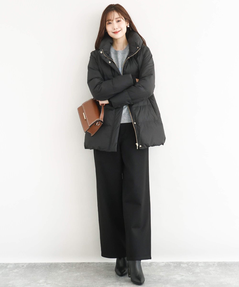 F1VAD52310 MK MICHEL KLEIN(小さいサイズ)(メゾン ドゥ サンク) 【小さいサイズ】ベーシックタフタ ミドルダウンコート/撥水加工 アイボリー