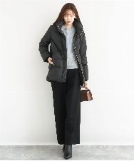 F1VAD52310 MK MICHEL KLEIN(小さいサイズ)(メゾン ドゥ サンク) 【小さいサイズ】ベーシックタフタ ミドルダウンコート/撥水加工 アイボリー