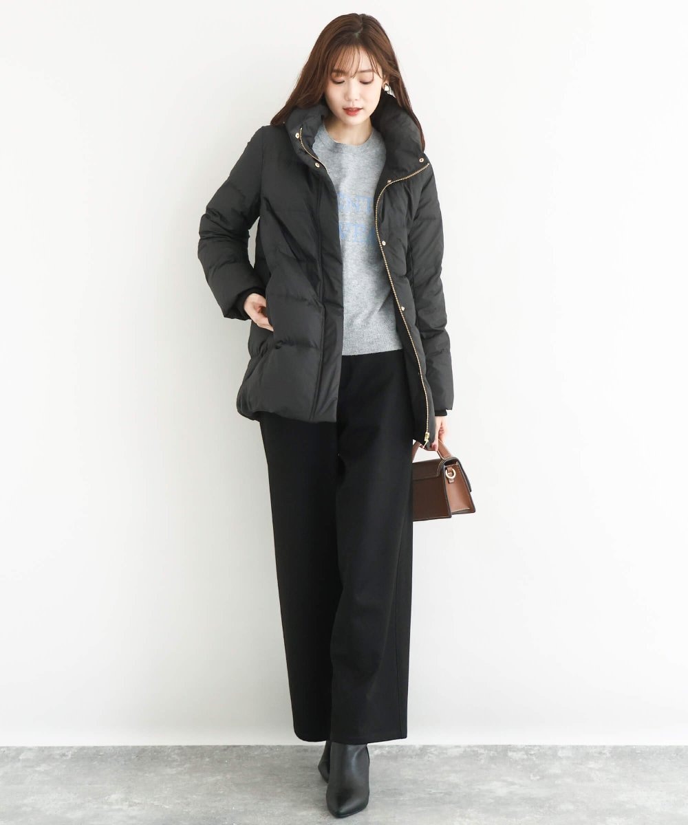 F1VAD52310 MK MICHEL KLEIN(小さいサイズ)(メゾン ドゥ サンク) 【小さいサイズ】ベーシックタフタ ミドルダウンコート/撥水加工 アイボリー