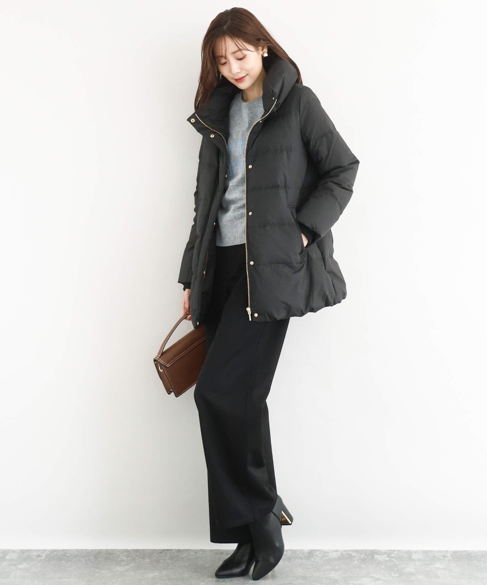 F1VAD52310 MK MICHEL KLEIN(小さいサイズ)(メゾン ドゥ サンク) 【小さいサイズ】ベーシックタフタ ミドルダウンコート/撥水加工 アイボリー