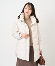 F1VAD52310 MK MICHEL KLEIN(小さいサイズ)(メゾン ドゥ サンク) 【小さいサイズ】ベーシックタフタ ミドルダウンコート/撥水加工 アイボリー