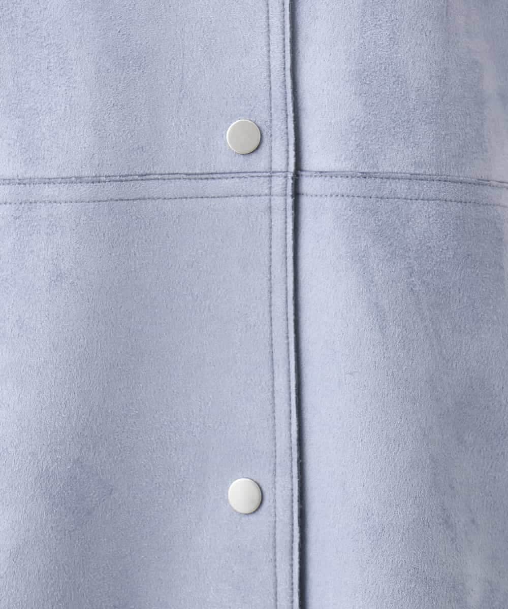 F1VAG32220 MK MICHEL KLEIN(小さいサイズ)(メゾン ドゥ サンク) 【小さいサイズ】[洗える]フェイクスウェードノーカラーコート ライトブルー