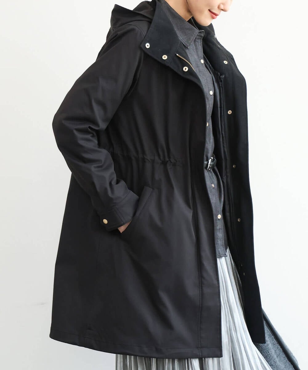 F1VAG42380 MK MICHEL KLEIN(小さいサイズ)(メゾン ドゥ サンク) 【小さいサイズ】[撥水/リサイクルダウン]ダウンライナー付きフーデットコート ブラック