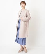 F1VAS40230 MK MICHEL KLEIN(小さいサイズ)(メゾン ドゥ サンク) 【小さいサイズ】カットボンディングノーカラーコート/洗える ベージュ
