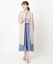 F1VAS40230 MK MICHEL KLEIN(小さいサイズ)(メゾン ドゥ サンク) 【小さいサイズ】カットボンディングノーカラーコート/洗える ベージュ