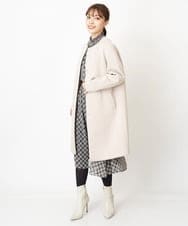 F1VAS40230 MK MICHEL KLEIN(小さいサイズ)(メゾン ドゥ サンク) 【小さいサイズ】カットボンディングノーカラーコート/洗える ベージュ