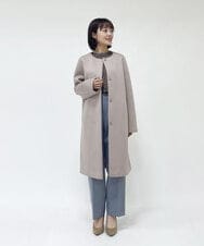 F1VAS40230 MK MICHEL KLEIN(小さいサイズ)(メゾン ドゥ サンク) 【小さいサイズ】カットボンディングノーカラーコート/洗える ベージュ