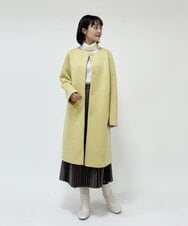 F1VAS40230 MK MICHEL KLEIN(小さいサイズ)(メゾン ドゥ サンク) 【小さいサイズ】カットボンディングノーカラーコート/洗える ベージュ