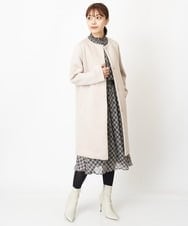 F1VAS40230 MK MICHEL KLEIN(小さいサイズ)(メゾン ドゥ サンク) 【小さいサイズ】カットボンディングノーカラーコート/洗える ベージュ