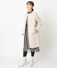 F1VAS40230 MK MICHEL KLEIN(小さいサイズ)(メゾン ドゥ サンク) 【小さいサイズ】カットボンディングノーカラーコート/洗える ベージュ