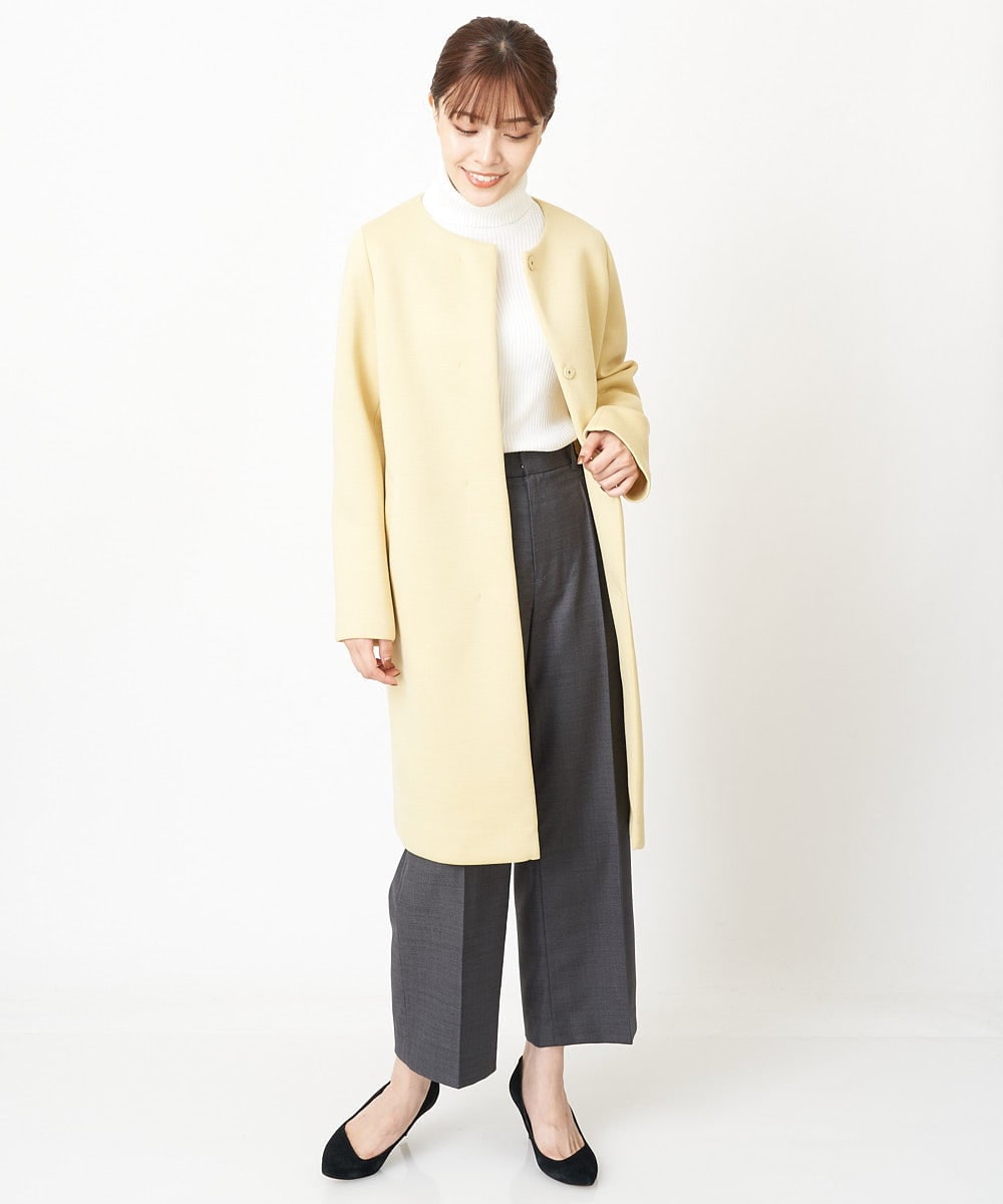 F1VAS40230 MK MICHEL KLEIN(小さいサイズ)(メゾン ドゥ サンク) 【小さいサイズ】カットボンディングノーカラーコート/洗える ベージュ