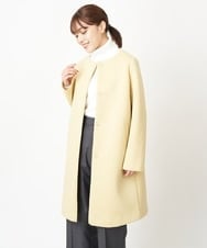 F1VAS40230 MK MICHEL KLEIN(小さいサイズ)(メゾン ドゥ サンク) 【小さいサイズ】カットボンディングノーカラーコート/洗える ベージュ
