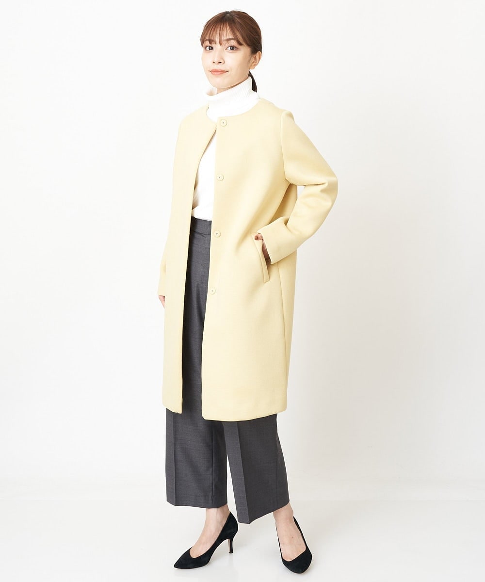 F1VAS40230 MK MICHEL KLEIN(小さいサイズ)(メゾン ドゥ サンク) 【小さいサイズ】カットボンディングノーカラーコート/洗える ベージュ