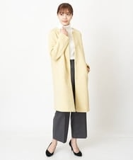 F1VAS40230 MK MICHEL KLEIN(小さいサイズ)(メゾン ドゥ サンク) 【小さいサイズ】カットボンディングノーカラーコート/洗える ベージュ
