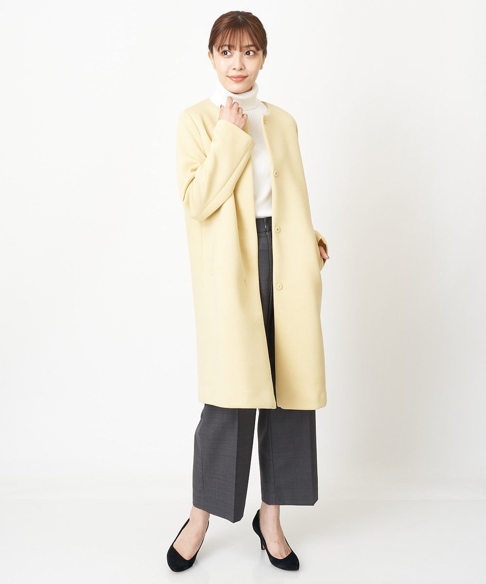 F1VAS40230 MK MICHEL KLEIN(小さいサイズ)(メゾン ドゥ サンク) 【小さいサイズ】カットボンディングノーカラーコート/洗える ベージュ