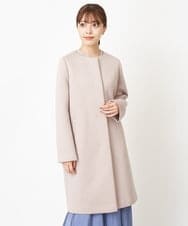 F1VAS40230 MK MICHEL KLEIN(小さいサイズ)(メゾン ドゥ サンク) 【小さいサイズ】カットボンディングノーカラーコート/洗える ベージュ