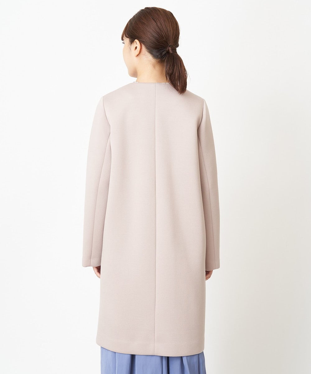 F1VAS40230 MK MICHEL KLEIN(小さいサイズ)(メゾン ドゥ サンク) 【小さいサイズ】カットボンディングノーカラーコート/洗える ベージュ