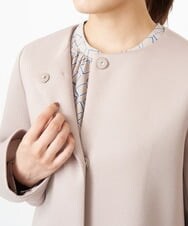 F1VAS40230 MK MICHEL KLEIN(小さいサイズ)(メゾン ドゥ サンク) 【小さいサイズ】カットボンディングノーカラーコート/洗える ベージュ