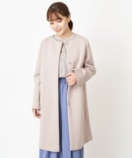 F1VAS40230 MK MICHEL KLEIN(小さいサイズ)(メゾン ドゥ サンク) 【小さいサイズ】カットボンディングノーカラーコート/洗える モカ