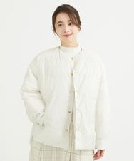 F1VAV46260 MK MICHEL KLEIN(小さいサイズ)(メゾン ドゥ サンク) 【小さいサイズ】マフラー付きノーカラー中綿コート アイボリー