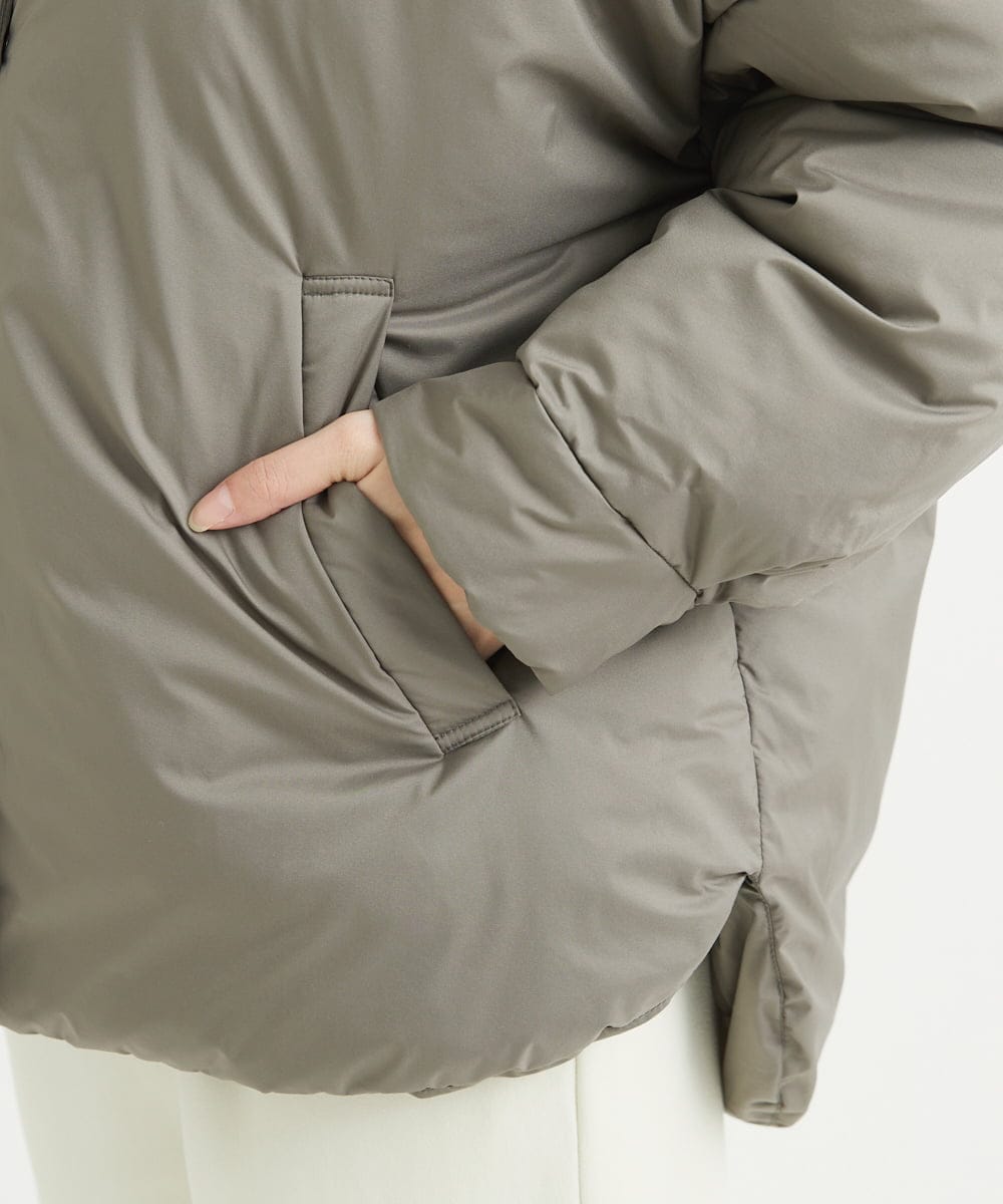 F1VAV46260 MK MICHEL KLEIN(小さいサイズ)(メゾン ドゥ サンク) 【小さいサイズ】マフラー付きノーカラー中綿コート アイボリー