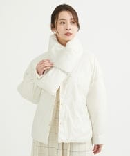 F1VAV46260 MK MICHEL KLEIN(小さいサイズ)(メゾン ドゥ サンク) 【小さいサイズ】マフラー付きノーカラー中綿コート アイボリー
