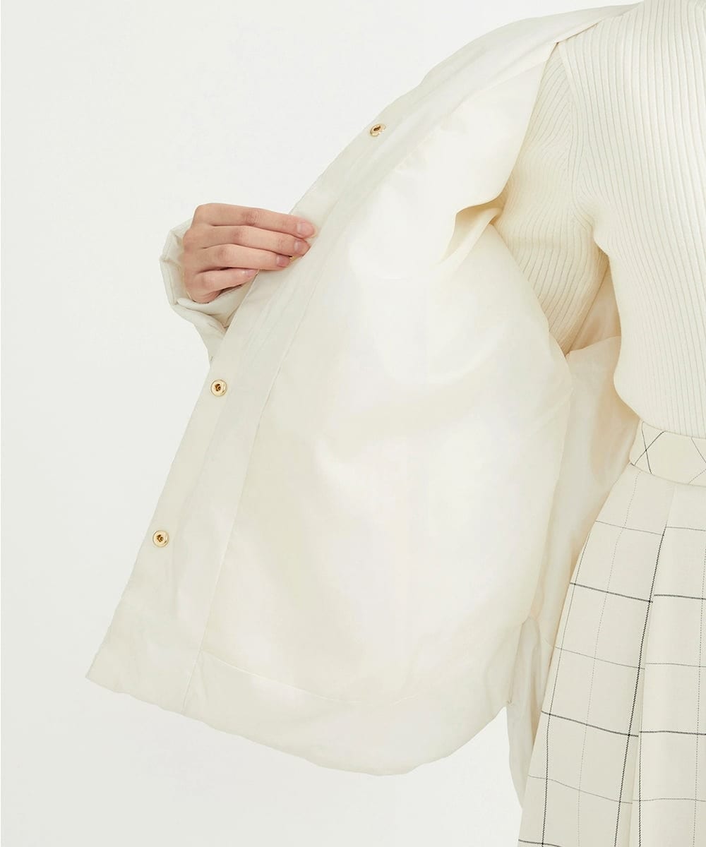 F1VAV46260 MK MICHEL KLEIN(小さいサイズ)(メゾン ドゥ サンク) 【小さいサイズ】マフラー付きノーカラー中綿コート アイボリー