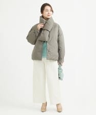 F1VAV46260 MK MICHEL KLEIN(小さいサイズ)(メゾン ドゥ サンク) 【小さいサイズ】マフラー付きノーカラー中綿コート アイボリー