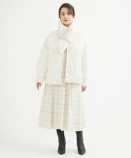 F1VAV46260 MK MICHEL KLEIN(小さいサイズ)(メゾン ドゥ サンク) 【小さいサイズ】マフラー付きノーカラー中綿コート アイボリー
