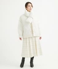 F1VAV46260 MK MICHEL KLEIN(小さいサイズ)(メゾン ドゥ サンク) 【小さいサイズ】マフラー付きノーカラー中綿コート アイボリー